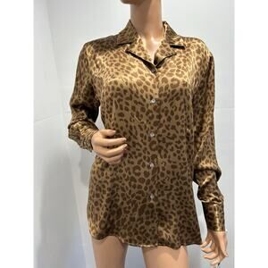 lord and taylor 100% Silk Blouse Animal Print Size 8 Medium